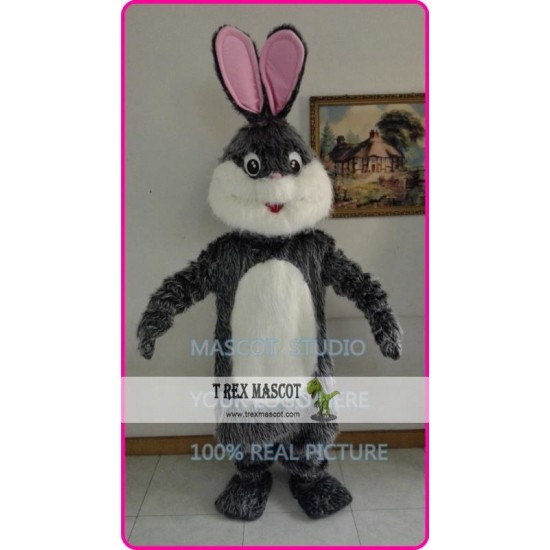 Long Plush Grey Rabbit Easter Bunny Mascot Costume Anime