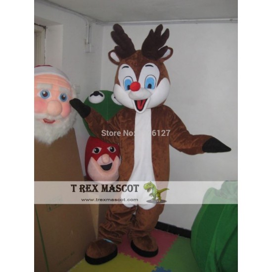 Reindeer Moose red nose Deer Mascot Costume